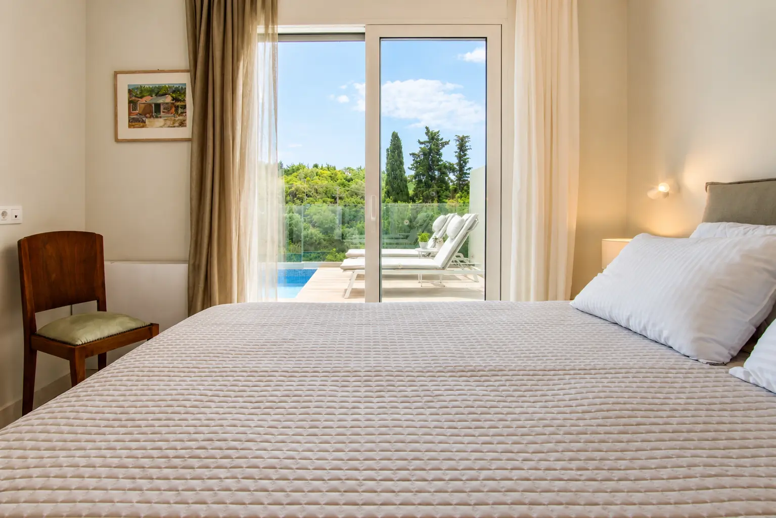 giardinia corfu holiday homes bedroom foot of bed view 05